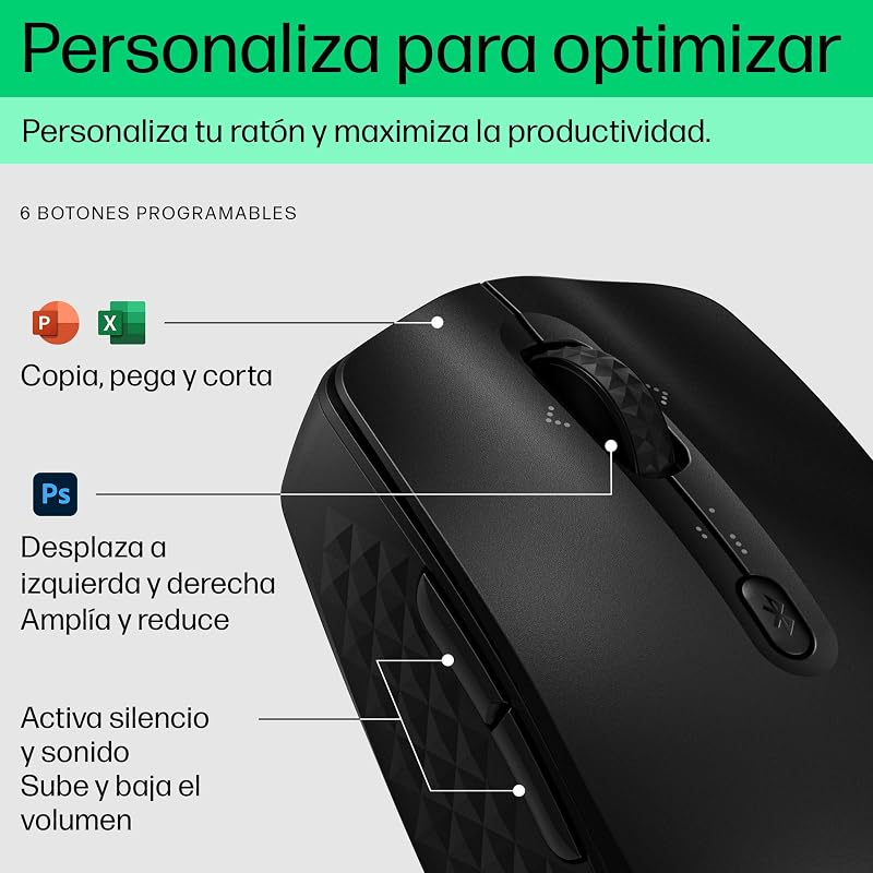 Rato Bluetooth Programável 420 (4000 DPI, roda inclinável, cliques silenciosos, Instant Connect, autonomia de bateria de 24 meses, Windows 11; Windows 10; macOS; ChromeOS) Cor Preto