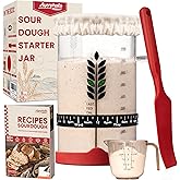 Sourdough Starter Kit - 38oz with Cookbook, Measuring Cup, Spatula, Wide Mouth Jar Cover, Thermometer, Date Marked Feeding Band, Glass Jar for Baker, Bread Baking Supplies