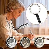 Hands Free Magnifying Glass with Light for Close Work, Neck Wear Magnifier for Reading Books, Sewing, Cross Stitch, Low Vision Seniors with Aging Eyes,5 Inch 5X & 10X Lighted Magnifying Glass