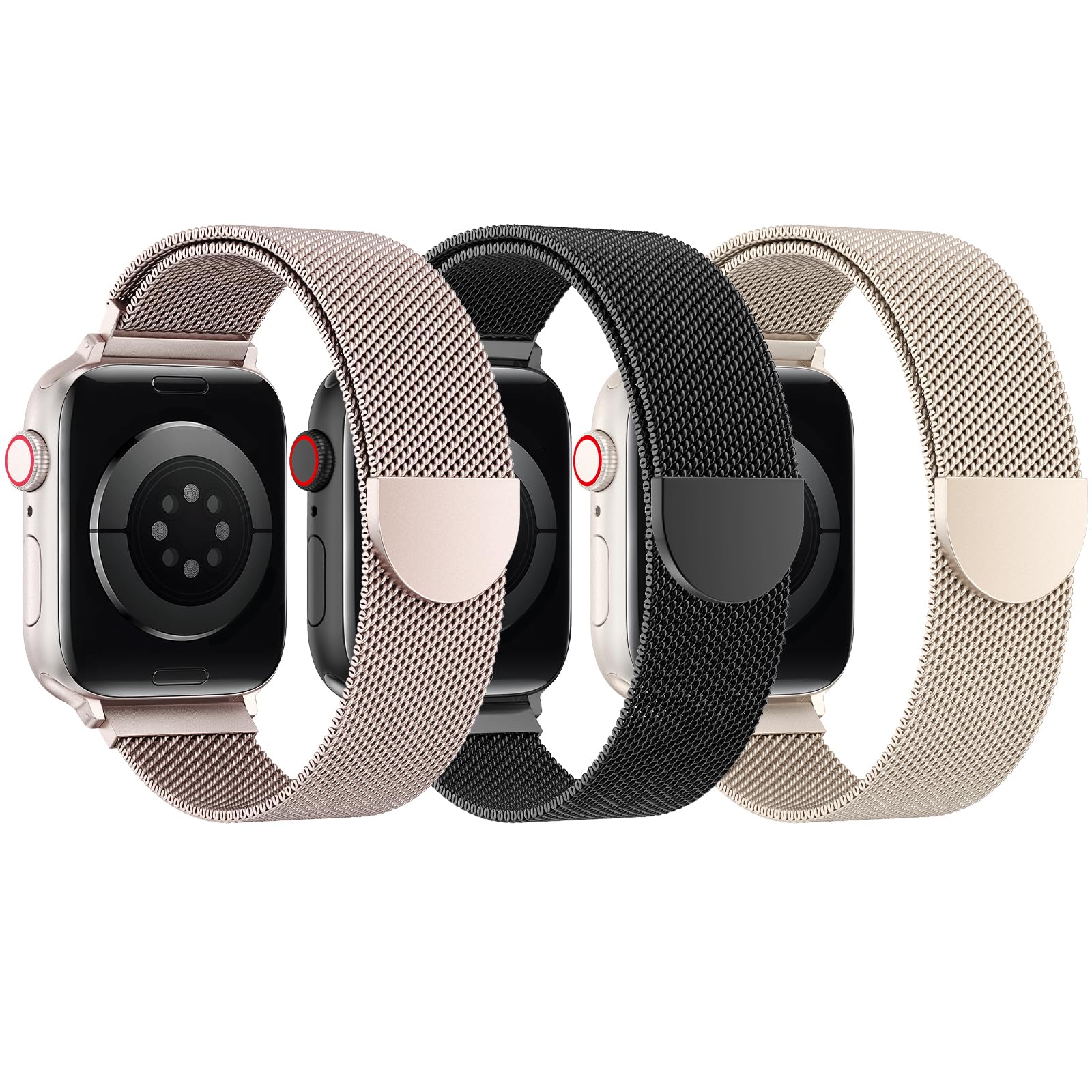 BELONGME 3 Pack Mesh Loop Compatible with Apple Watch Bands for Women Men