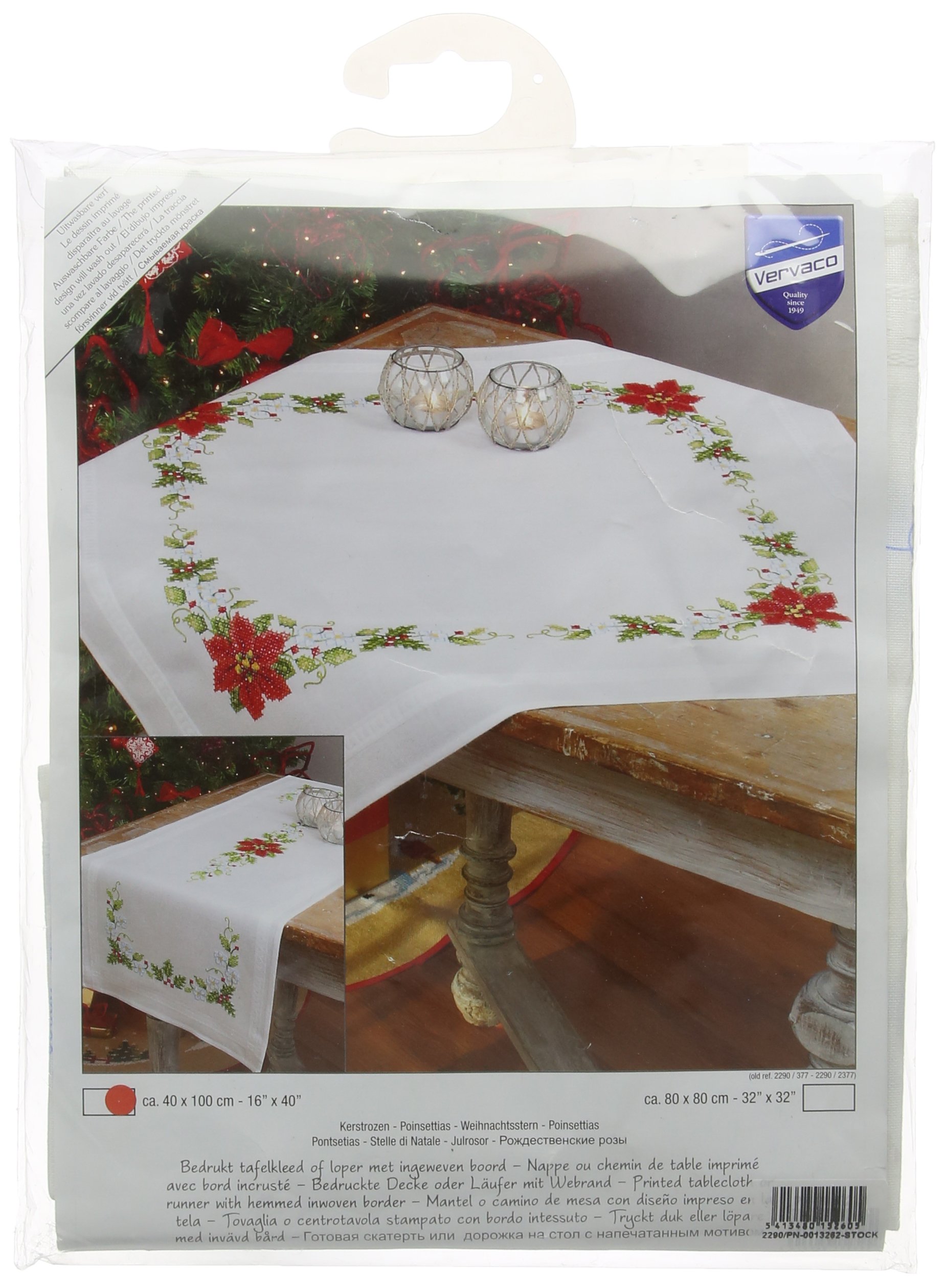 Vervaco "Poinsettia Runner Embroidery, 100 Percent Cotton, Multi-Colour