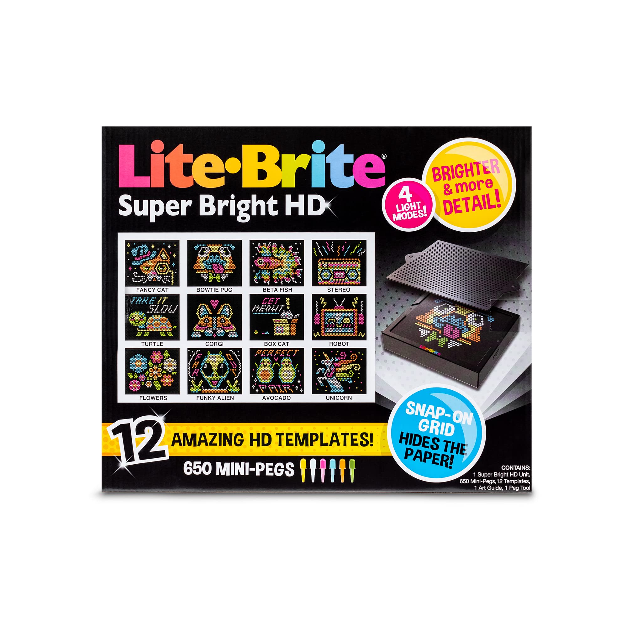 Lite Brite Super Bright HD - Creative Retro Light-Up Screen – Educational Play for Children – Enhances Creativity & Fine Motor Skills, Gift for Boys and Girls Ages 6+