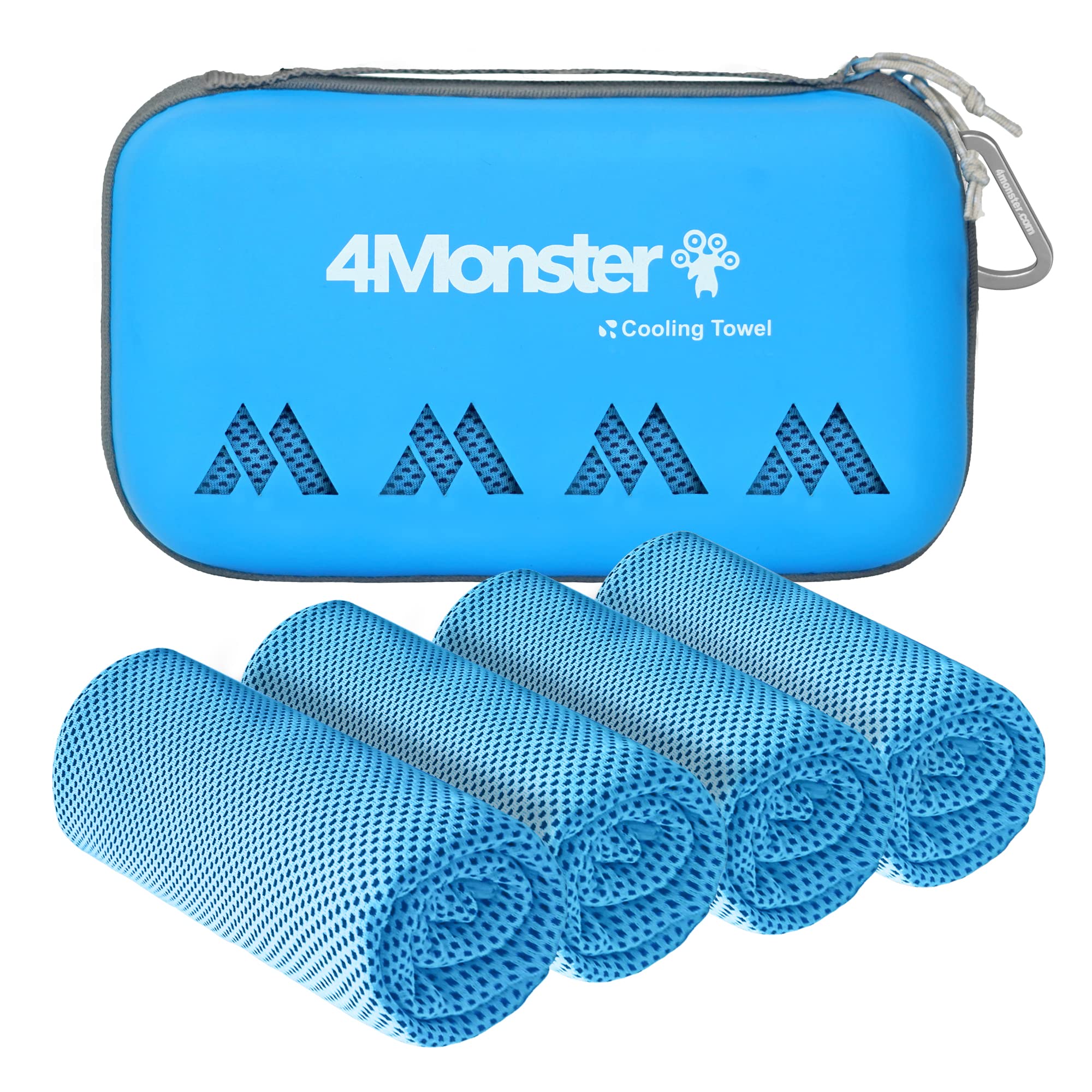 4Monster Cooling Towels for Neck and Face, 4 Pack Cooling Towels for Hot Weather (100x30cm), Soft Breathable Chilly Towels, Ice Towels for Golf, Gym, Yoga, Sports, Camping, Running, Cycling, Blue