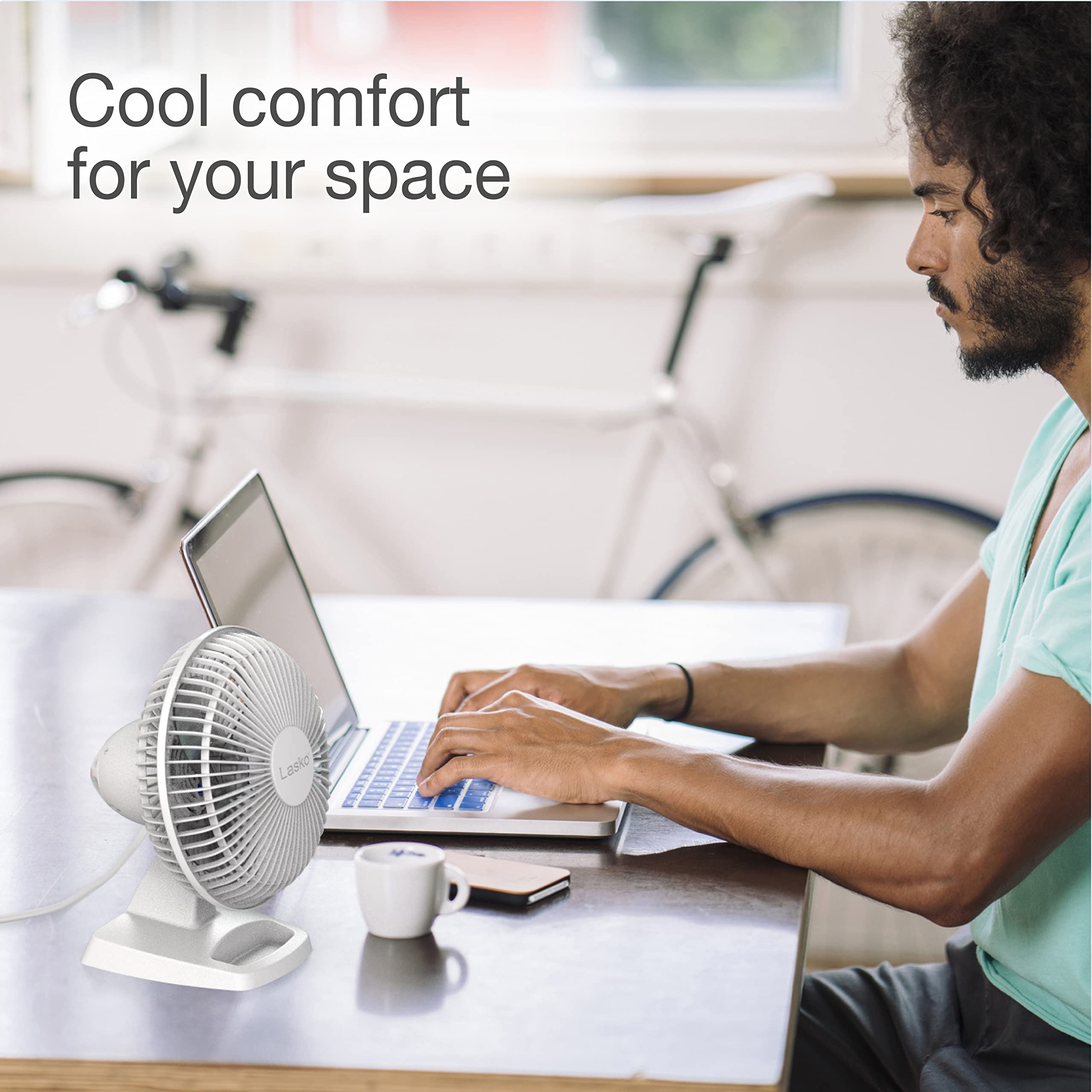 Lasko Personal Table Fan with Storage Tray, 2 Quiet Speeds, Tilt-Back Fan Head for Home Office, Bedroom, 6