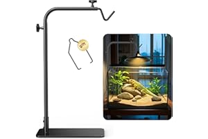 Josmimic Reptile Heat Lamp Stand Adjustable 18"-32": Light Holder Fixture with Heavy Base for Bearded Dragon, Turtle, Snake, Lizard – Terrarium Heating Dome Lamps for Tank or Aquarium Use