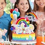OSDUE 21PCS Unicorn Rainbow Cake Toppers Kids Birthday Party Decorations Kit view 6