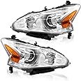 AXLAHA Headlight Assembly Compatible with 2013 2014 2015 Nissan Altima Only fit 4 Door Driver and Passenger Side Chrome Housing Clear Lens