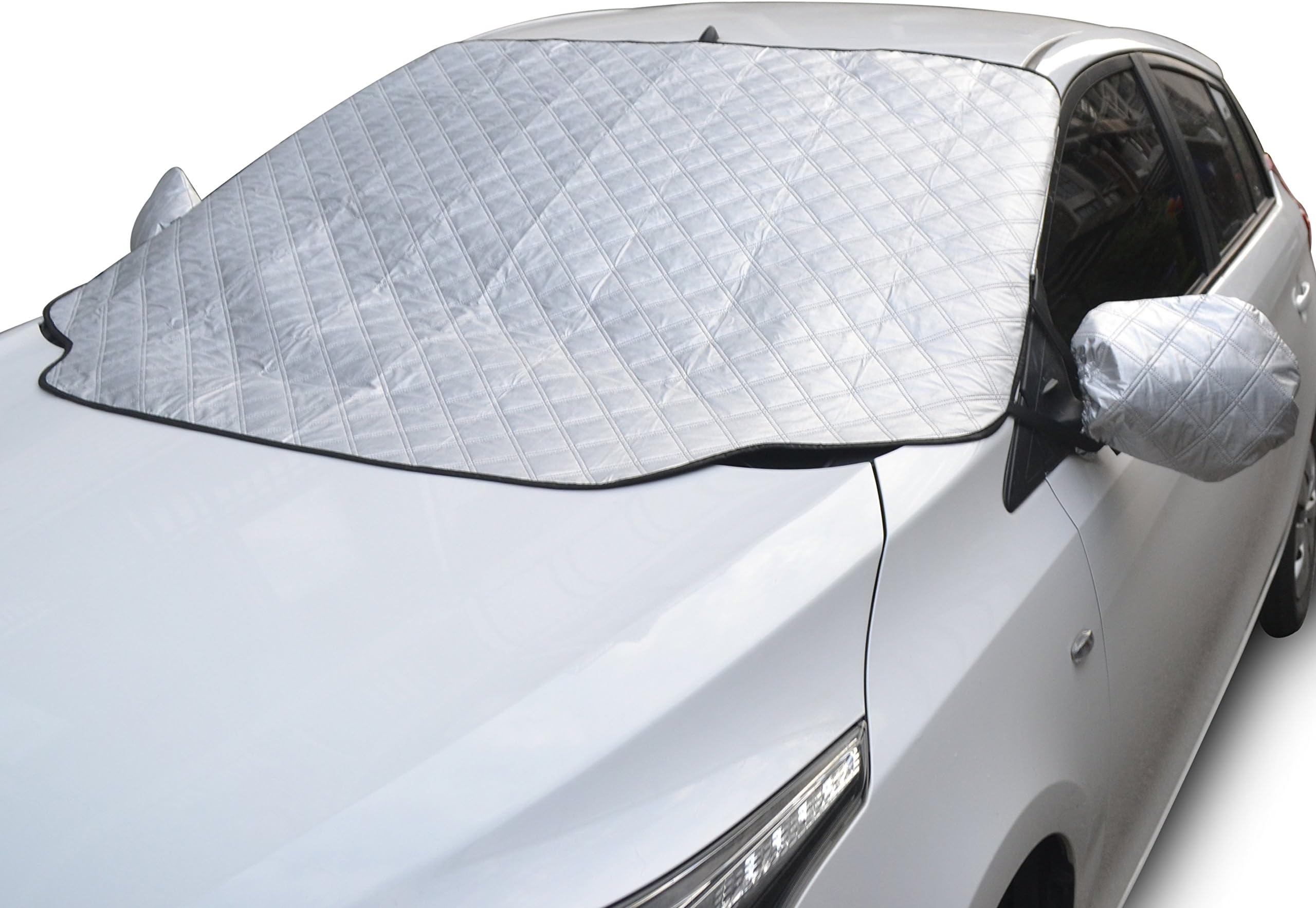 Windshield Cover for Ice and Snow - Frost Guard Winter Car Cover with Side View Mirrors Covers - UV Proof Sunshade - Fits Most Cars (55"x37.4")