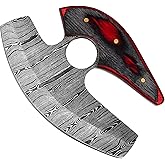 BNAZIND Damascus Alaskan Ulu Knife Pizza Cutter Rocker Knife - Multi-Purpose Damascus Knives For Skinning, Hunting, Chopping knife with Sheath, Damascus Steel Chef Knives