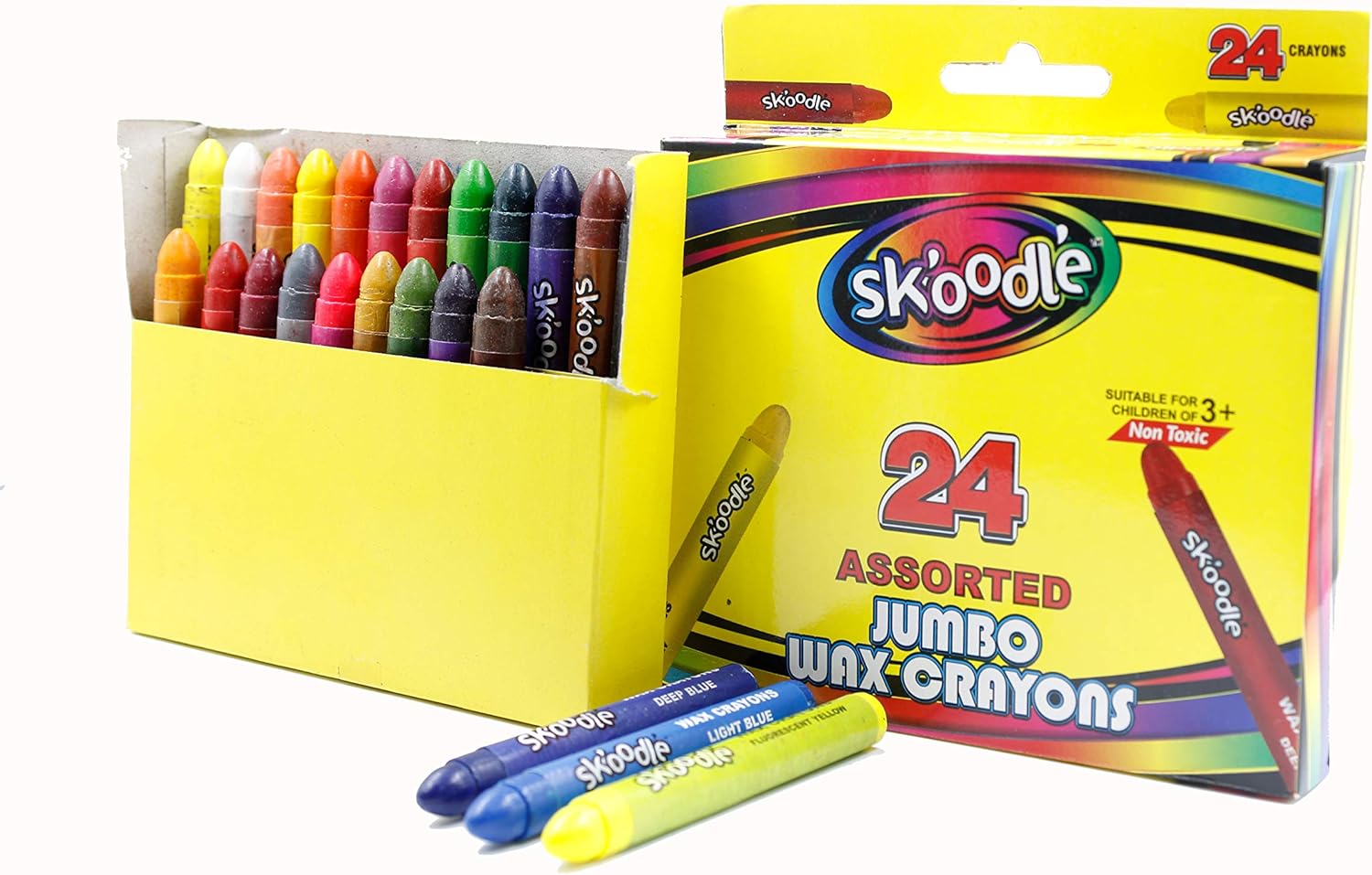 24 Pieces Assorted 80 mm Wax Crayon Set For Kids | Developing A Pencil Grip - Non Toxic, Soft Vibrant Color Crayons For Kids | Perfect For Drawing, Coloring & Painting - Gift Set For Kids | Age 2-4 : Office Products