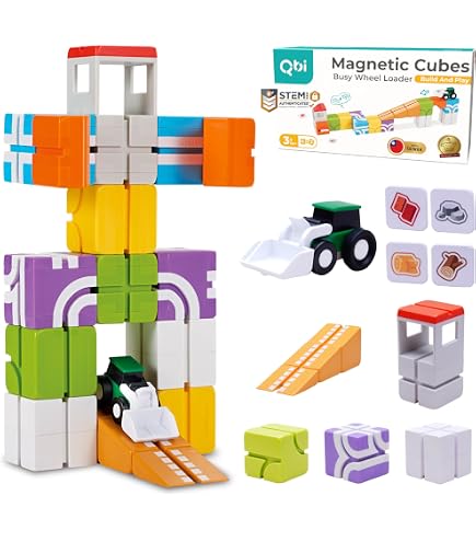 Amazon.com: QBI Magnetic Blocks Ages 3+, Wheel Loader & Magnetic