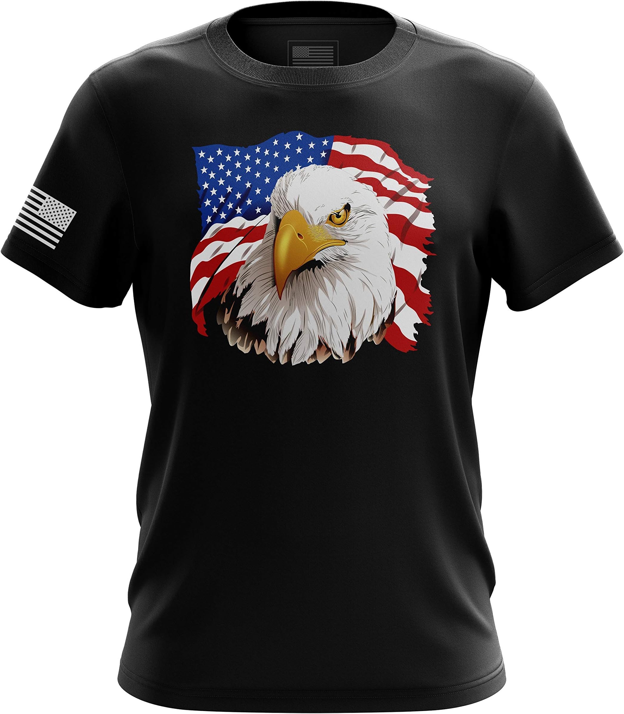 American Freedom Eagle Cross Flag Military Army Mens T-Shirt Printed & Packaged in The USA