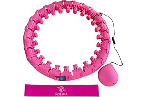 ROESHA Smart Weighted Infinity Hula Hoop for Adults Weight Loss with 24 Detachable Knots, Workout Resistance Band, Fitness Massage Abdomen Exerciser, Waist Trainer with Auto Spinning Ball