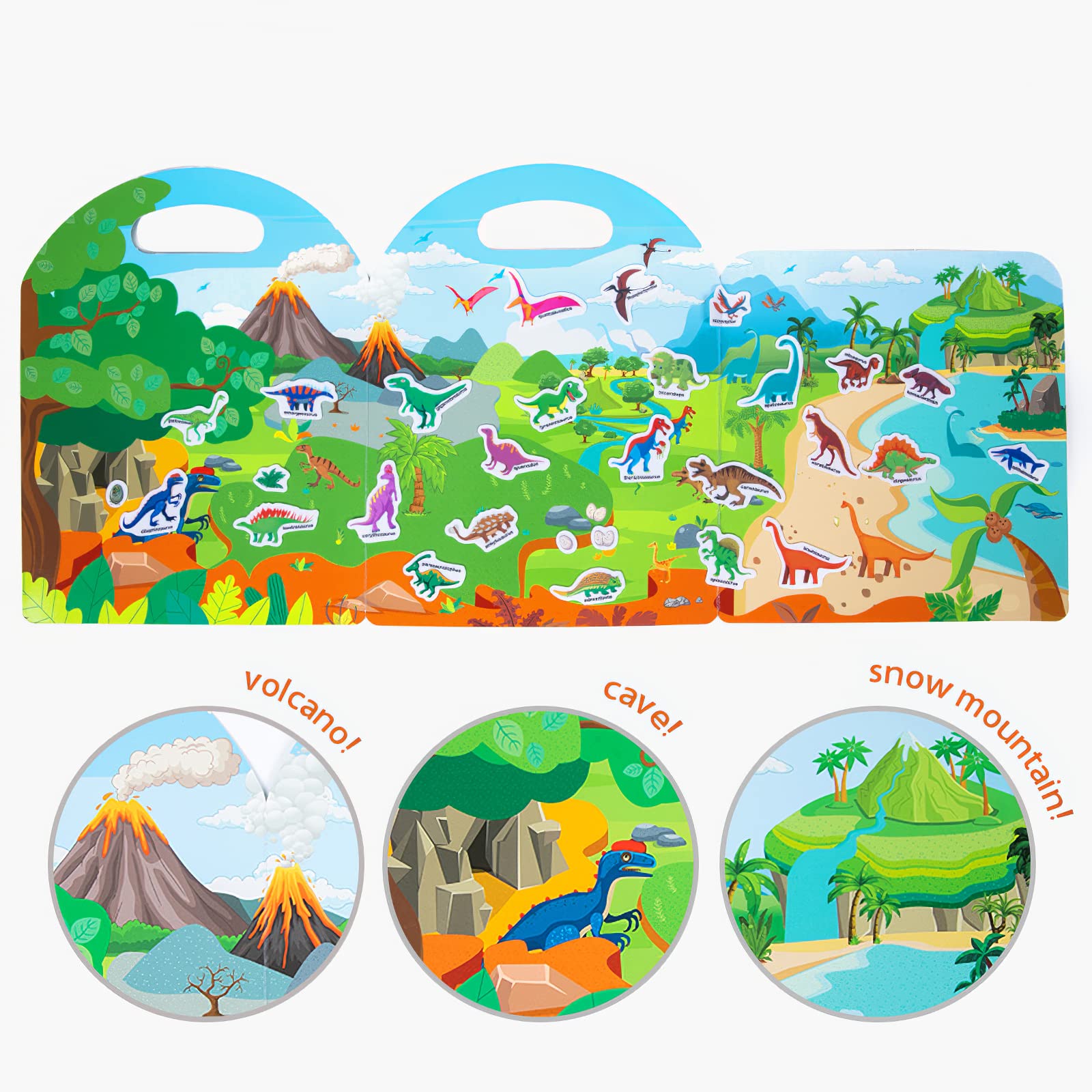 MIKNEKE 6 Pack Jelly Reusable Sticker Books for Toddlers 1-3 2-4 Years, Portable Travel Toys Sticker Activity Book for Kids 2 3 4 Year Old Girls Boys, Animal Insect Dinosaur Ocean Space Car