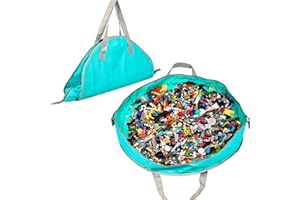 Remobia Hicol Kids Toy Storage Organizer Play Mat Bag for Toy Large Zippered Baby Tidy Toy Storage Portable Fold Up Neat Easy Clean Up Container Bag for Children home and travel (Blue)