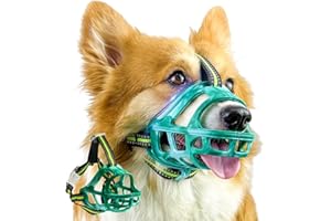 OKKIC Dog Muzzle, Basket Muzzle for Small Medium Large Dogs, Anti-Biting and Chewing, Lightweight & Sturdy Cage Design, Allows Panting & Drinking, Ideal for Grooming & Training(Green Size S)