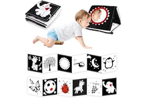 CHAMBOM Black and White Baby Toys, High Contrast Baby Toys for Newborn, Tummy Time Toys, Newborn Toys 0-3 Months Brain Development, Soft Baby Book, Montessori Toys 0-6-12 Months Infant Sensory Toys Gift