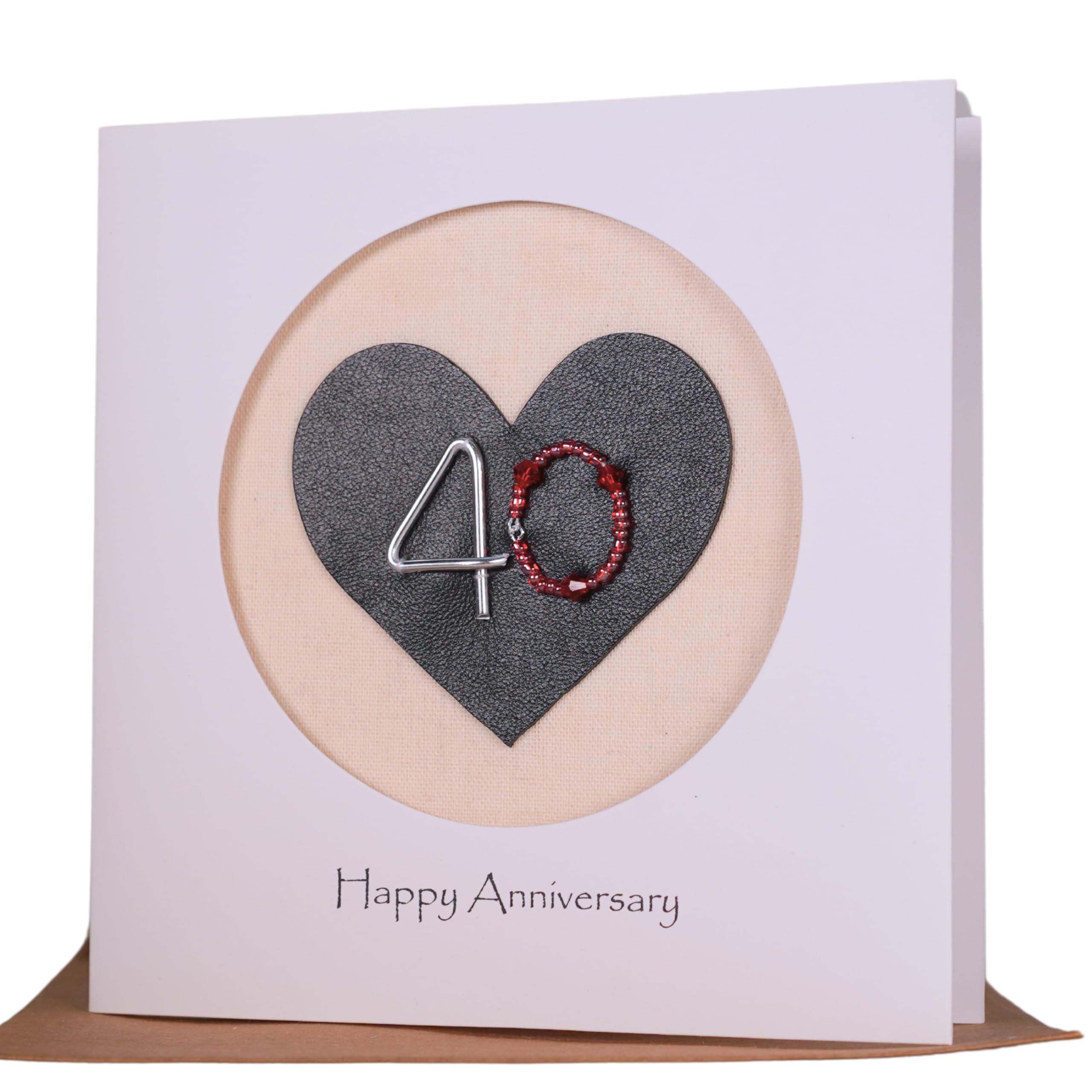 Camellia Bees 40th Ruby Wedding Anniversary Card For Her Him, Handmade Anniversary Card for Wife, Husband, Couple((40th)