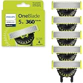 Philips Norelco OneBlade 360 Replacement Blades, 5 Pack | Genuine OneBlade 360 Blades, Stainless Steel, 360 Flex, Trim Edge and Shave, Up to 20-Month Supply, QP450/80