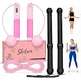 Cordless Battle Ropes, Weighted Ropeless Jump Rope, Home Gym for Women | Home Workout Equipment, Fitness Essentials, Digital Counter, Adjustable Skipping Rope, Smart Indoor Cardio Exercise, Adult