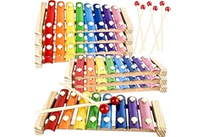 FLAHARD 8 Sets Wood Xylophone for Kids Musical Toy Instrument with 16 Pcs Mallets Wooden Percussion Kit for Preschool Toddlers Educational Music Learning