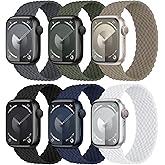 6 Pack Braided Solo Loop Compatible with Apple Watch Bands 40mm 41mm 38mm 42mm 44mm 45mm 46mm 49mm Women Men, Elastic Stretchy Nylon Solace Straps for iWatch Series 11 10 9 8 7 6 5 4 3 Ultra/SE 2
