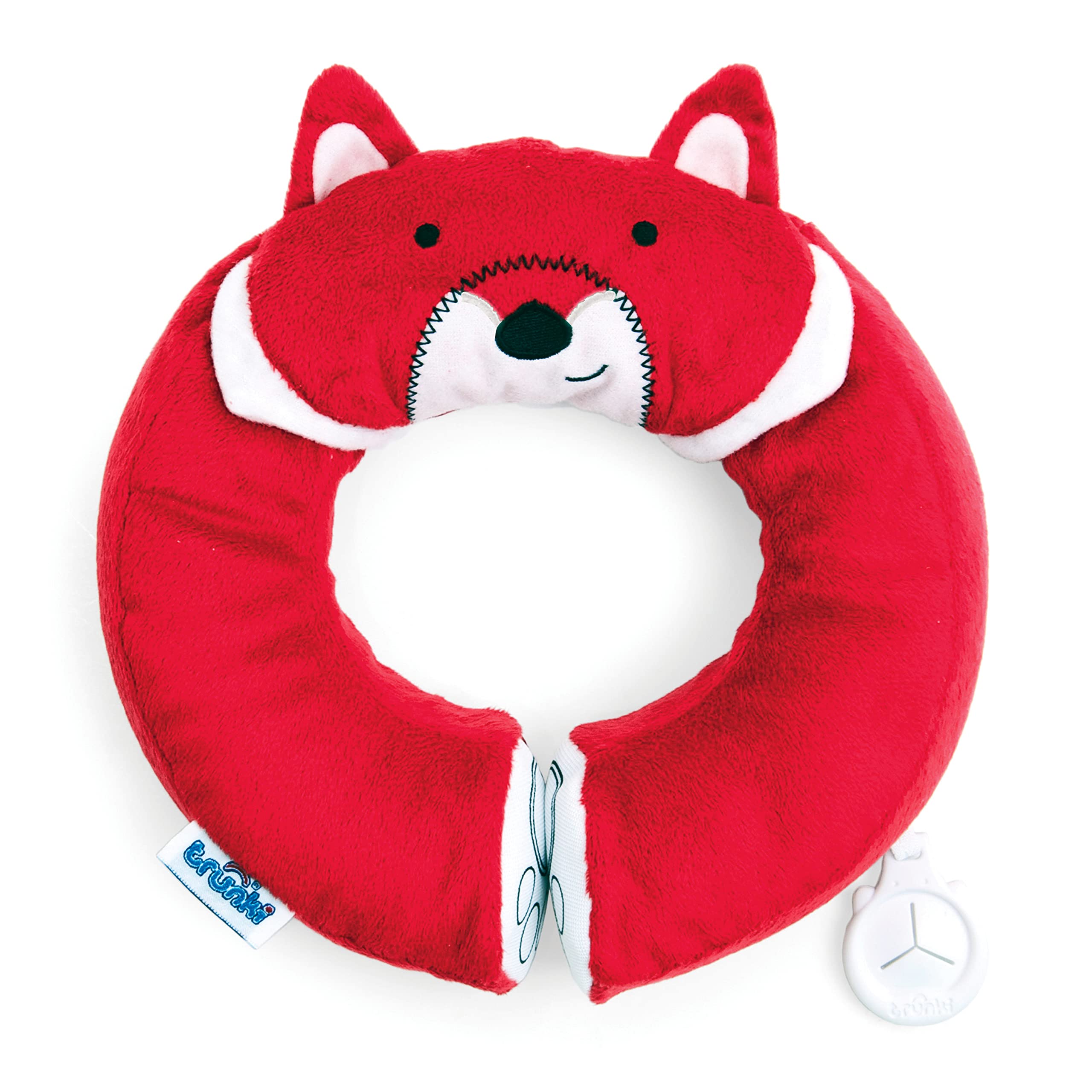Trunki Kid's Travel Neck Pillow And Chin Rest | Support Sleepy Heads in the Car Seat, Plane, Bike or Pram | Yondi SMALL Felix Fox (Red)