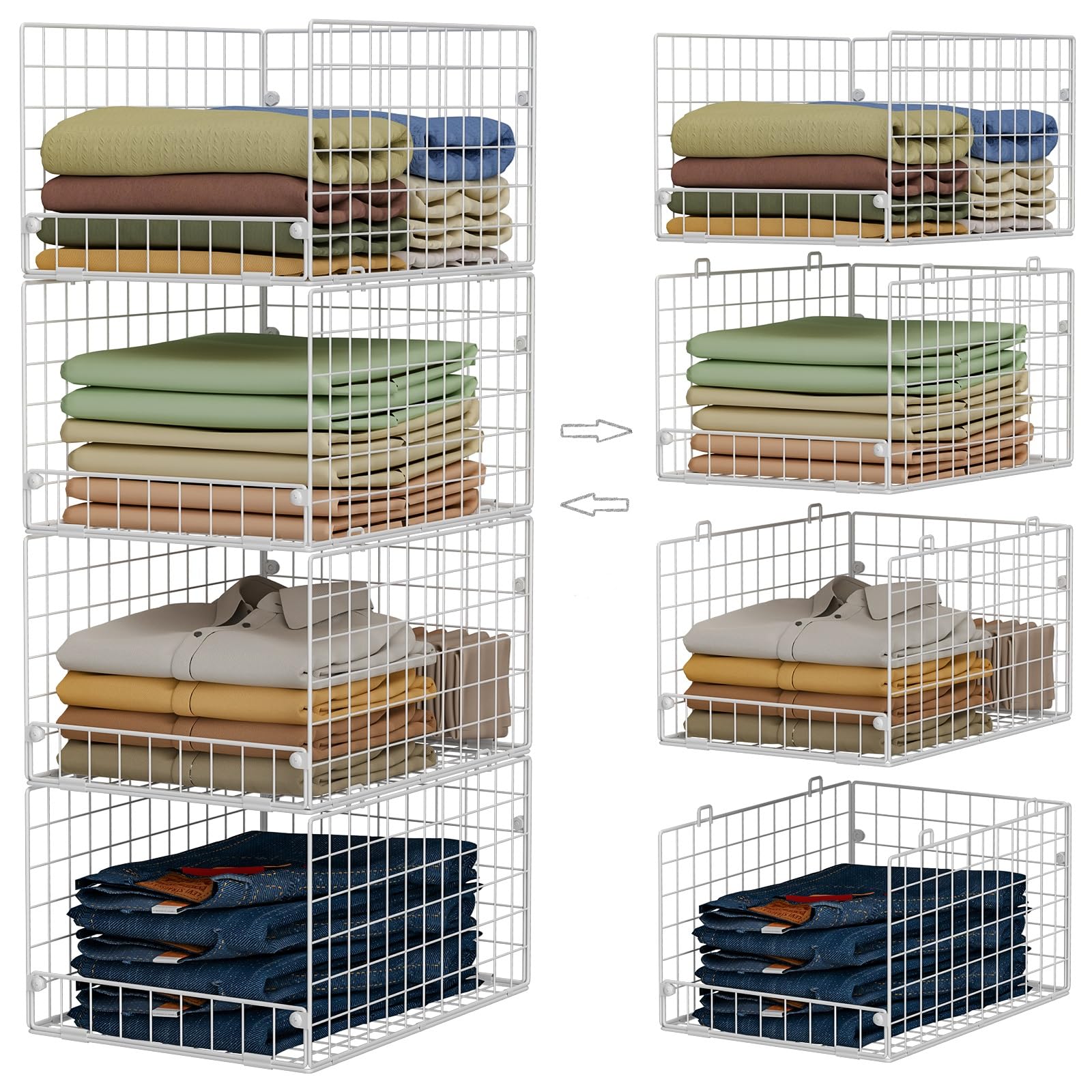 Photo 1 of Stackable Closet Organizers and Storage - 4-Tier Stackable Storage Bins, Foldable Closet Shelf Organizer Basket, Clothes Organizers and Storage Shelves for Home Bedroom Closet Organizer System