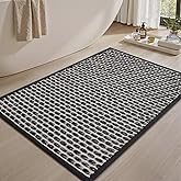 AMOAMI Unique Woven Bath Mat, Super Absorbent Non Slip Bath Mat, 17" x 24", Black