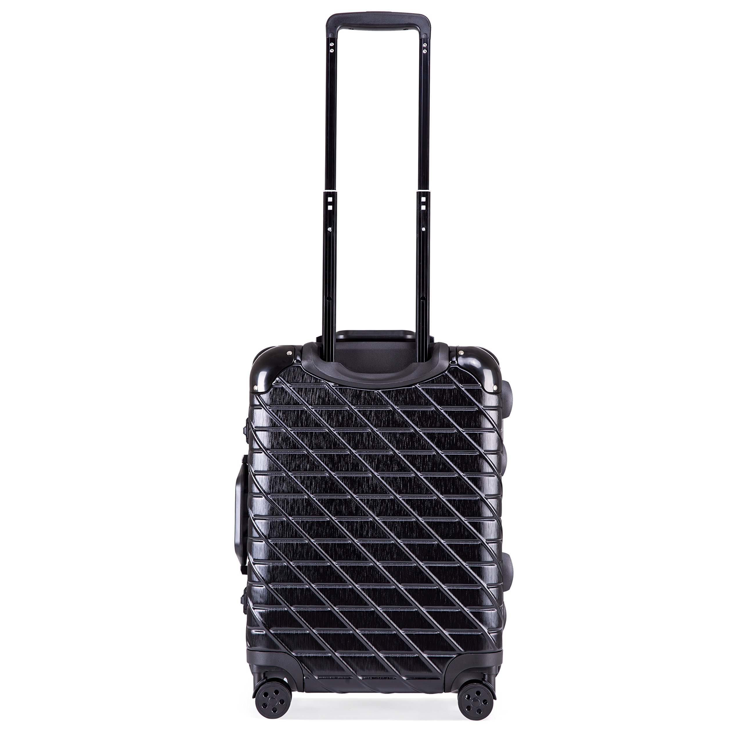 ECCORE 20 inch Lightweight Suitcase ABS Hard Shell Travel 4 Wheel Case Carry On Hand Luggage (57CM/ 48L, Black)