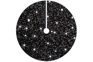 OMKSIH Black Christmas Tree Skirt 36 Inches Sparkle Sequin Tree Skirt Pencil Christmas Tree Skirts Velvet Tree Skirt Glitter Tree Skirt Christmas Decorations for Xmas Tree Skirt Collar Ornaments