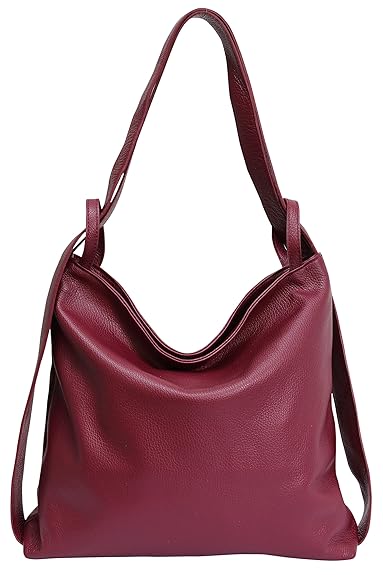AmbraModa Italienische Ledertasche, Damen handtasche rucksack 2 in 1 Damenrucksack Daypack Schultertasche Damen Handtasche Be