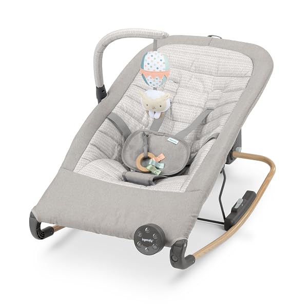 INGENUITY KEEP INMOTION AUTOMATIC BABY ROCKER SEAT, WITH REMOTE CONTROL FOR VIBRATION, MUSIC & VOLUME CONTROL, PREMIUM MATERIALS, 0-6M – SOULFUL SKIES