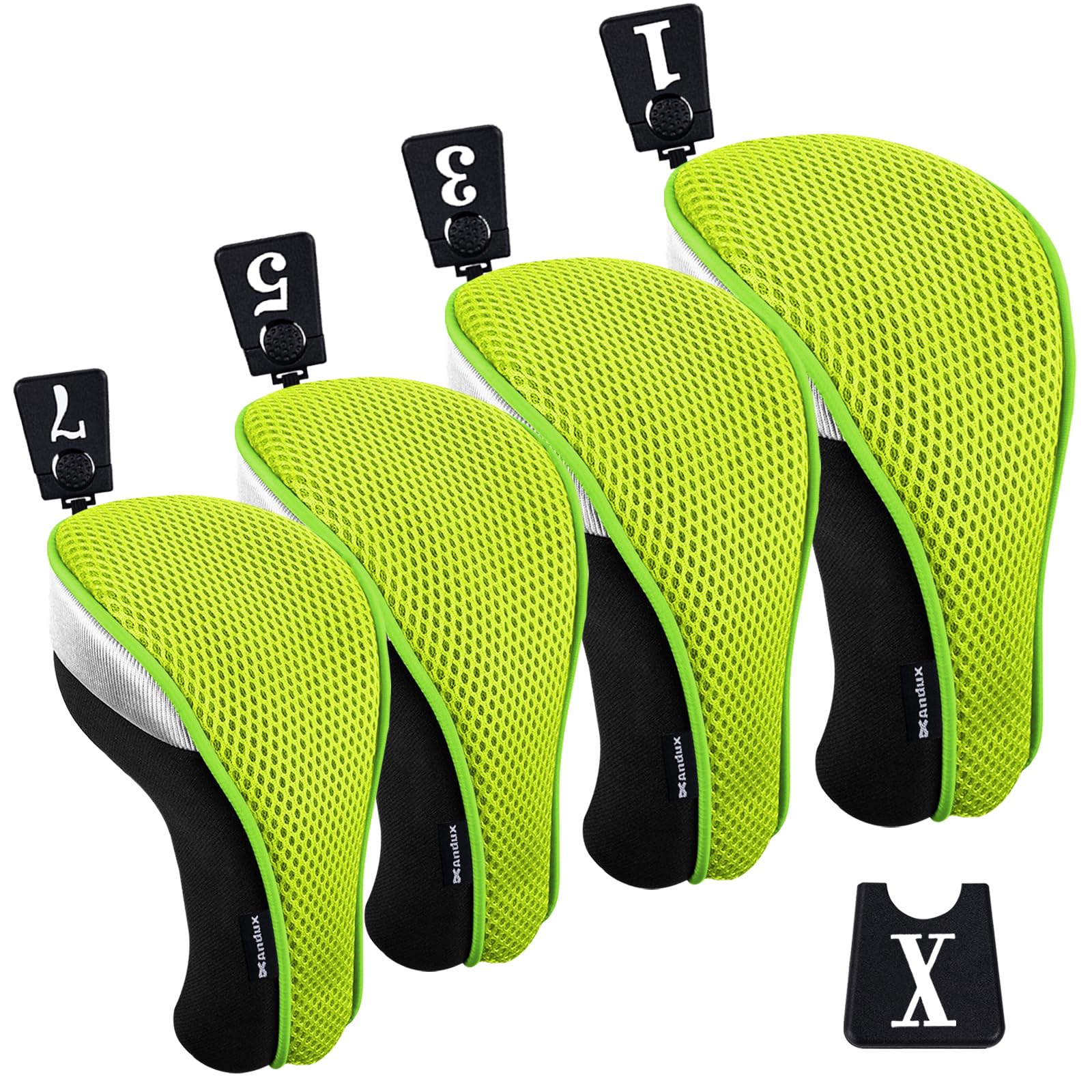 Andux 4pcs/Set Golf 460cc Driver Fairway Wood Club Head Covers Green