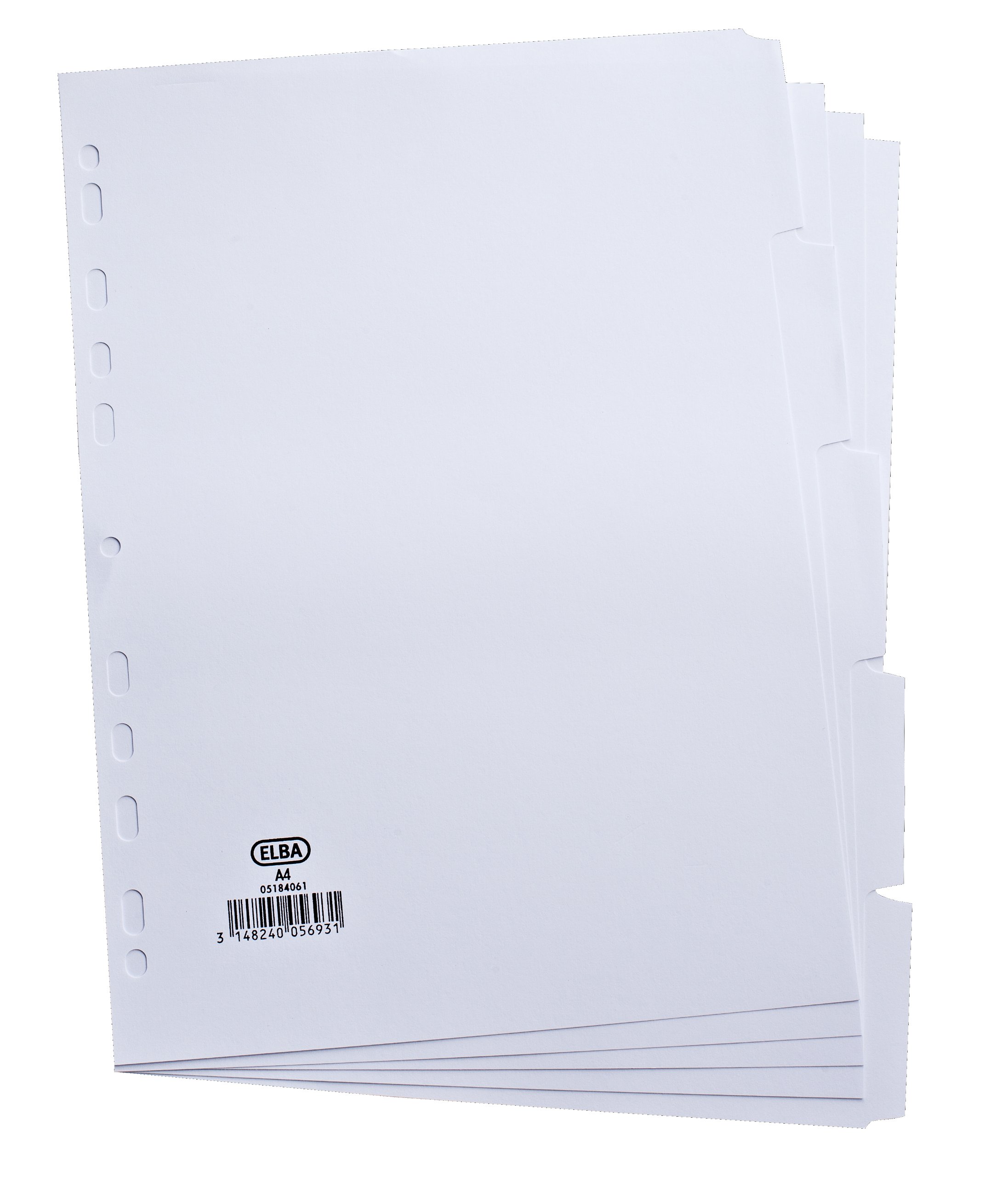 Elba A4 5 Part 160gsm Card Divider - White