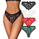 Avidlove Lace Thongs for Women Sexy Panties Bow Thong T Back Low Waist Breathable Underwear