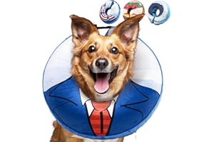 Docuwee Dog Cone Collar, Inflatable Neck Donut After Surgery for Large Medium Small Dogs and Cats, Soft Dog Cone Alternative, Protective Recovery E Collar Stop Licking,Suits, M