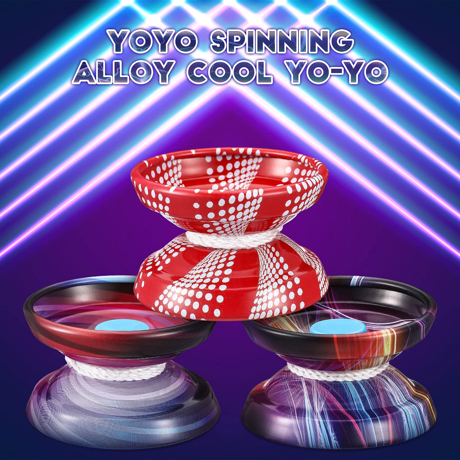 4 Pieces Yoyo Alloy Responsive Ball, Metal Yoyo String Trick Ball for Beginners, Boys, Adults Players Auto Return Technology Ball(Multi Style)