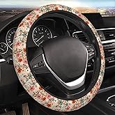 FJyuanqi Retro Pigeon Flower Floral Steering Wheel Cover Universal Car Interior Accessories for Women Men 15 Inch Anti Slip Breathable Odorless Neoprene Decor Car SUV Sedan Vans Truck Protector