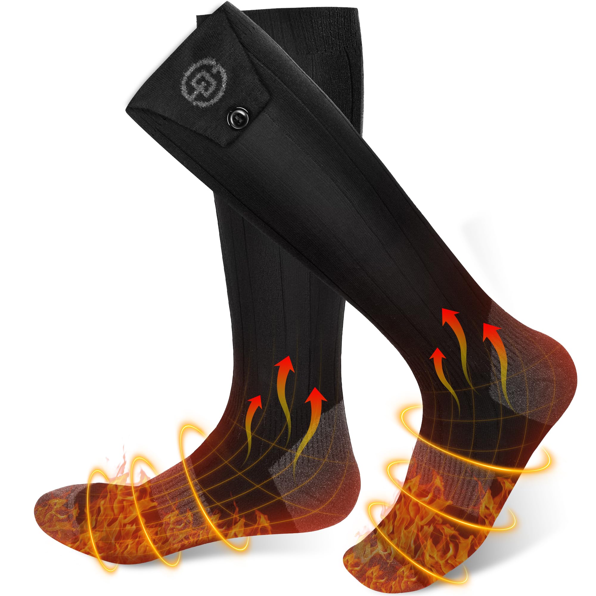 Youtelit Heated Socks for Men Women with App Control, 8000mAh Rechargeable Batteries for Up to 10 Hours of Heat, 360° Heating, Washable Winter Foot Warmer for Camping, Skiing, Fishing, Hunting, XL