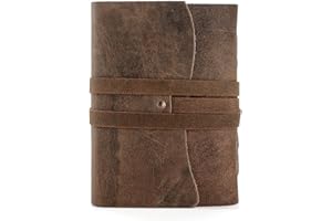 KOMALC Handmade Leather Journal/Writing Diary/Bound Daily Notepad For Men & Women Unlined Paper Medium, writing pad gift for artist, sketch