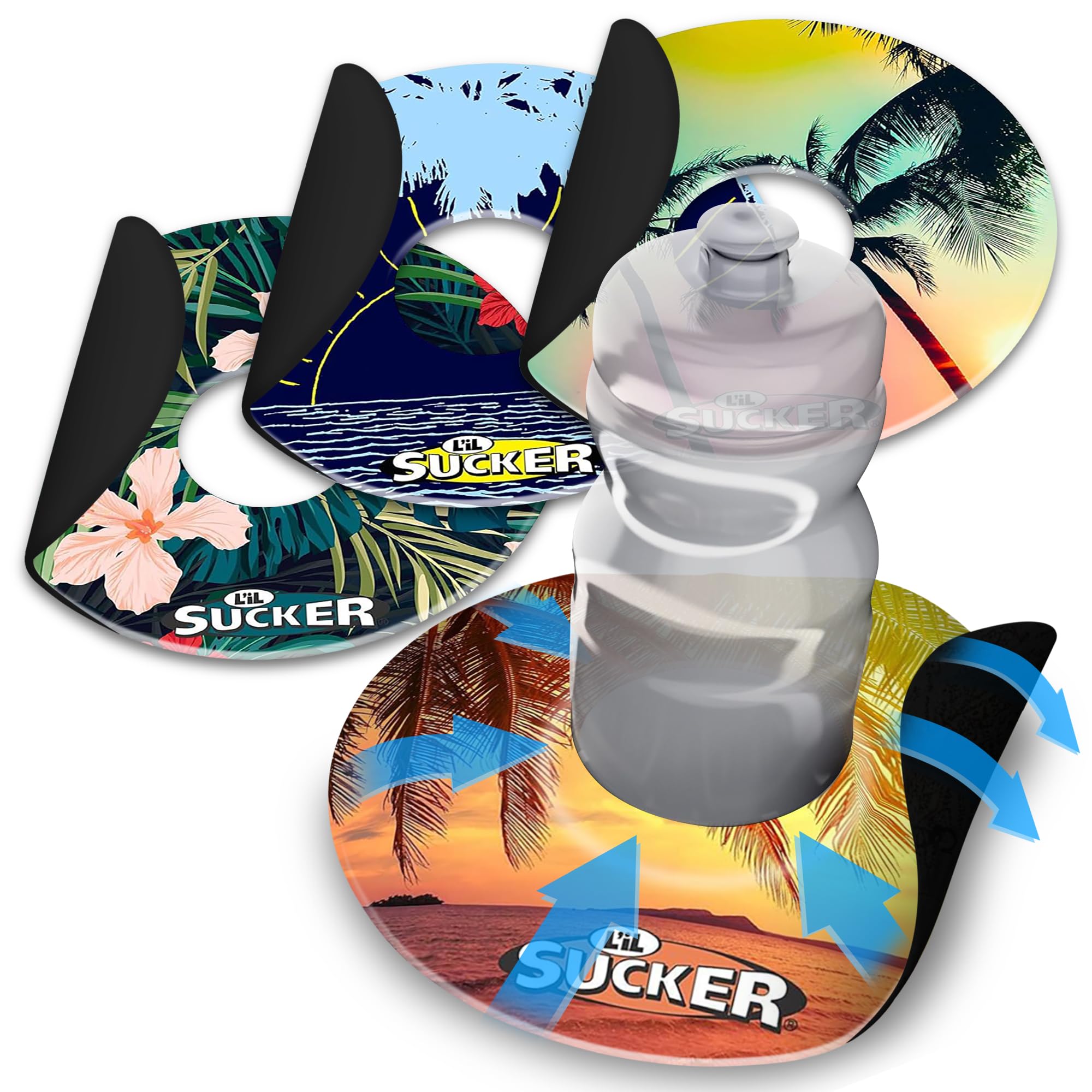 L’il Sucker Tropical Suction Rings Cup Drink Coaster Holders 4 Pack