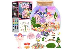 EDNZION Fairy Garden Light Up Terrarium – DIY Craft Kit with LED for Girls Ages 4-8 | STEM & Art Gift for Kids, Ideal for Birthday or Holiday