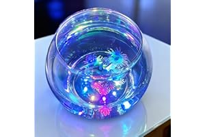 hygger 0.5 Gallon/1 Gallon Glass Fish Bowl with LED Light and Decor, Small Round Betta Fish Tank Goldfish Bowl, Round Clear Unbreakable Aquarium/Vase/Hydroponic Plant Terrarium, Nice Centerpieces