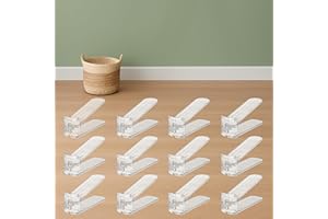 12-Pack Shoe Slots Organizer for Closet, Adjustable Shoe Stacker & Space Saver for Small Spaces, Transparent