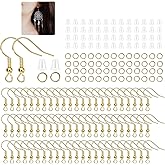 600Pcs Hypoallergenic Earring Hooks, Gold Earring Making Kit, with Earring Backs and Jump Rings for Jewelry Making (Gold)