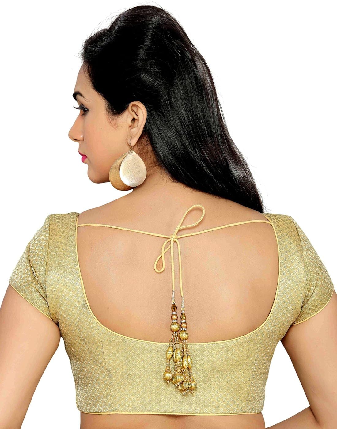studio shringaar festive gold short non-padded blouse