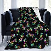 Colorful Tropical Pineapple Throw Blanket Gifts Soft Warm Fleece Blankets for Bed Chair Car Sofa Couch Bedroom 60"X50"