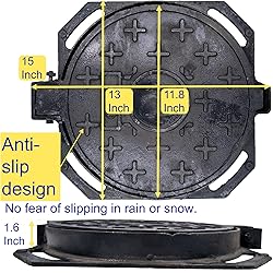 MOSINSBO Cast Iron Manhole Cover and Frame 12", B