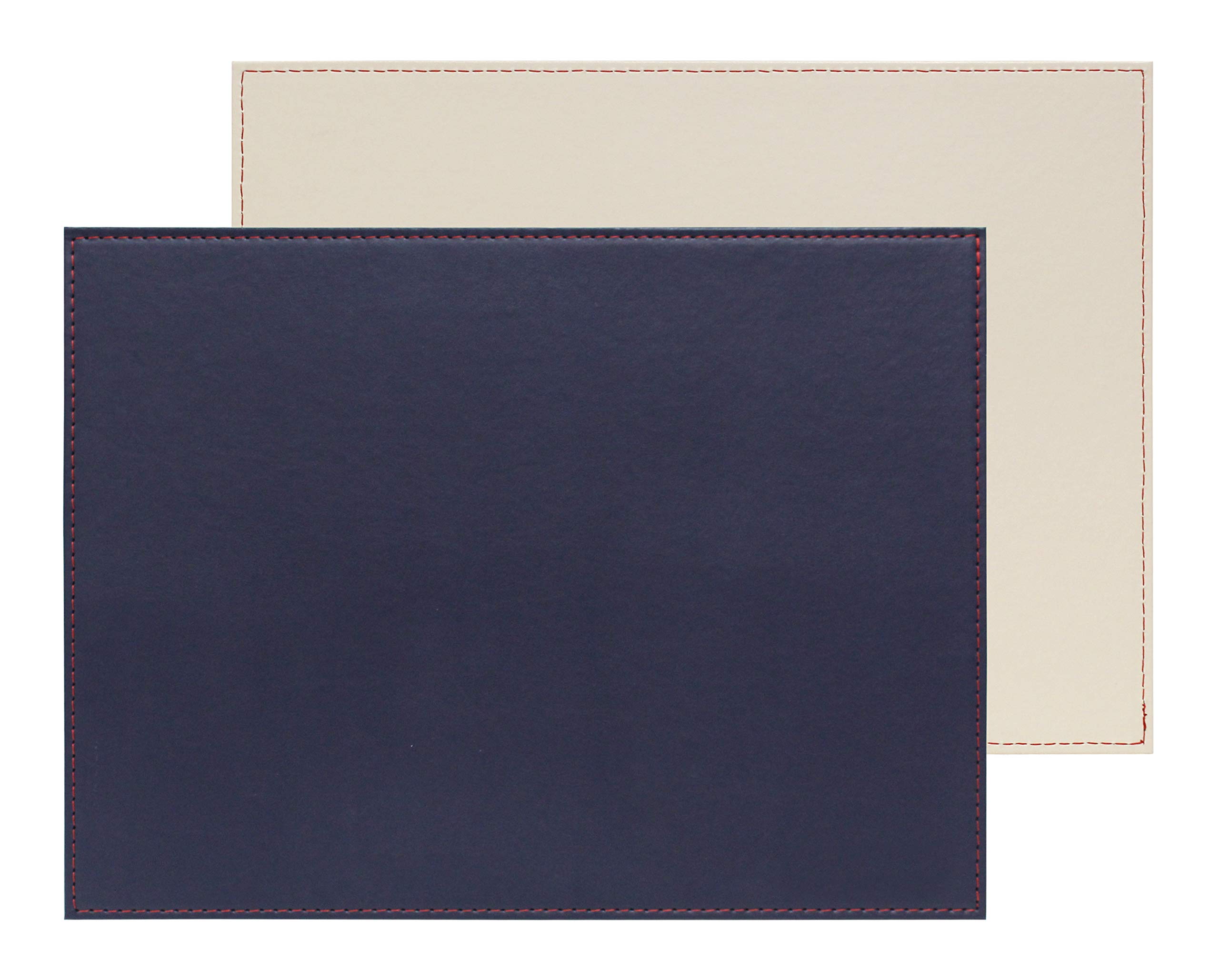 Freeform Reversible Faux Leather Placemat, Ivory/Navy, 40x30cm